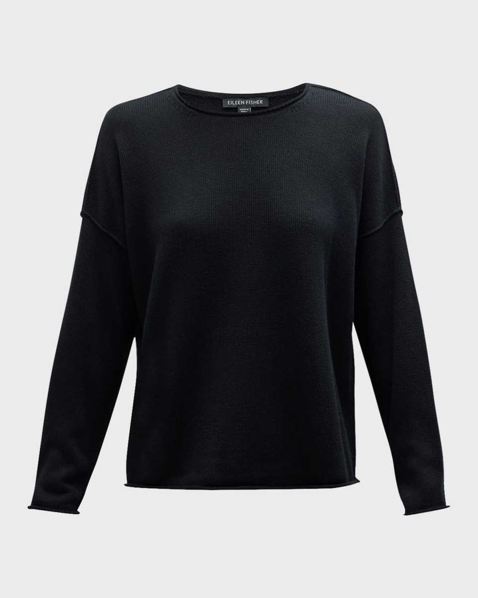 Crewneck Drop-Shoulder Knit Pullov